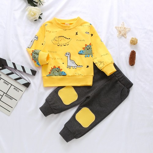 2PCS Newborn Baby Boy Dinosaur Sweatshirt Top Pants Tracksuit Set Clothes Outfit - Picture 3 of 25