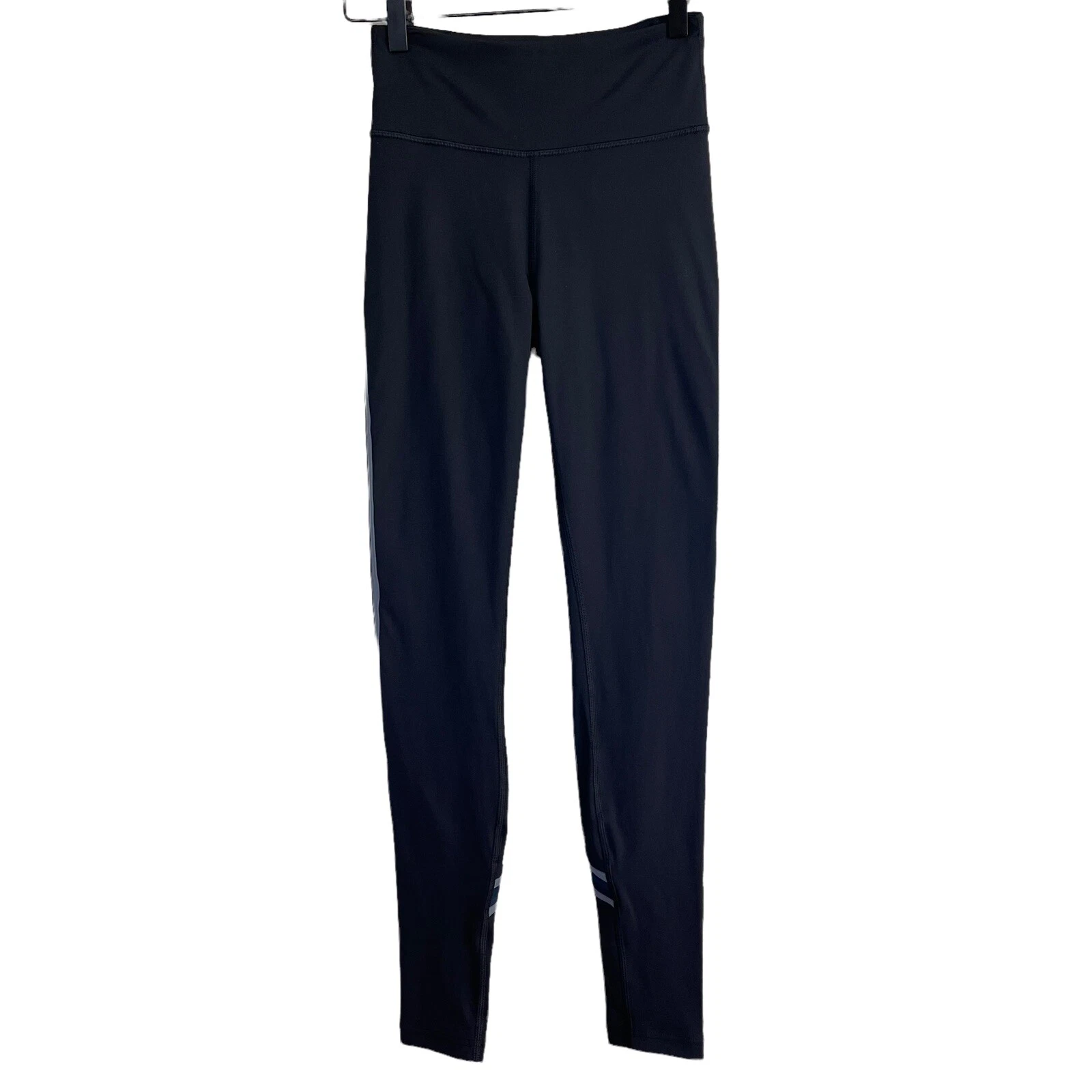 Lululemon Run Crew Tight *28" Black / True Navy / Steam Blue Striped Size 4