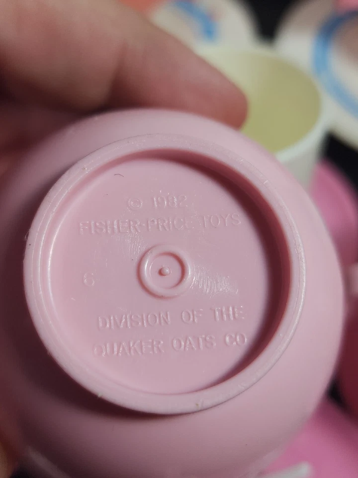 Vintage 1982 Fisher-Price Diversão com Comida Rosa c/ Conjunto de Chá Flor Quaker Aveia - Imagem 4 de 4