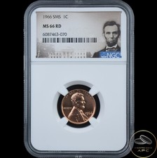 1966 SMS Lincoln Cent NGC MS66RD!!