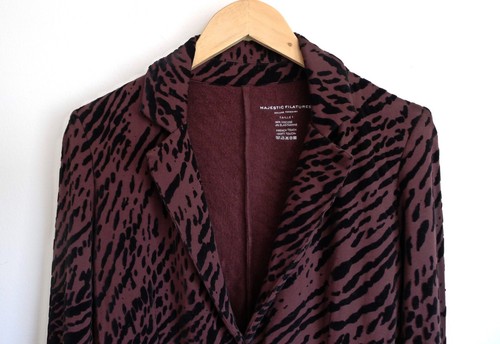 MAJESTIC FILATURES Burnout Animal Print Flocked Fleece Jersey Blazer 1 S $265 - Picture 5 of 10