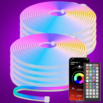 100Ft RGB LED Neon Rope Lights App Remote Control Music Sync Outdoor Waterproof
