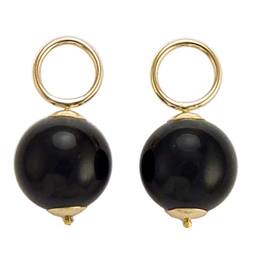 14k Gelbgold Onyx Ohrring Charms 12mm 149,00 $ #E861