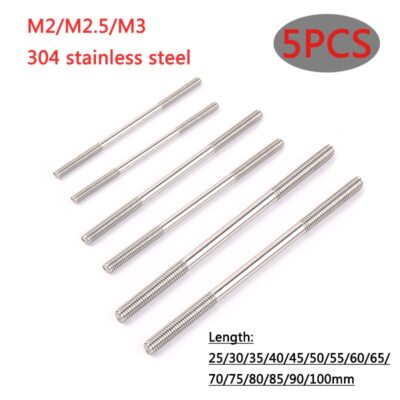5Pcs M2/M2.5/M3 Stainless Steel Push Rods L25-100mm Linkage for RC Airplane/Boat