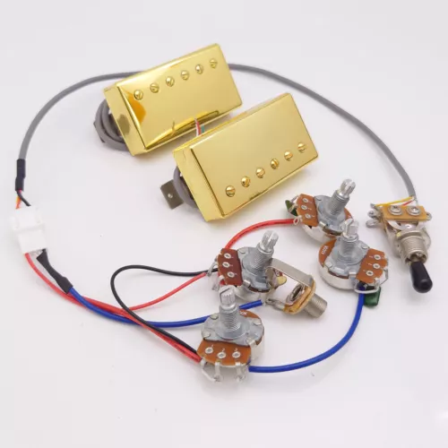 Classic 57 Guitar Bridge&Neck Alnico2 Humbucker Pickup Gold with 4C Harness