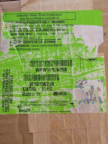 BRAND NEW Whirlpool Washer Control Board WPW10156258 (OEM18047657 PS11749165)