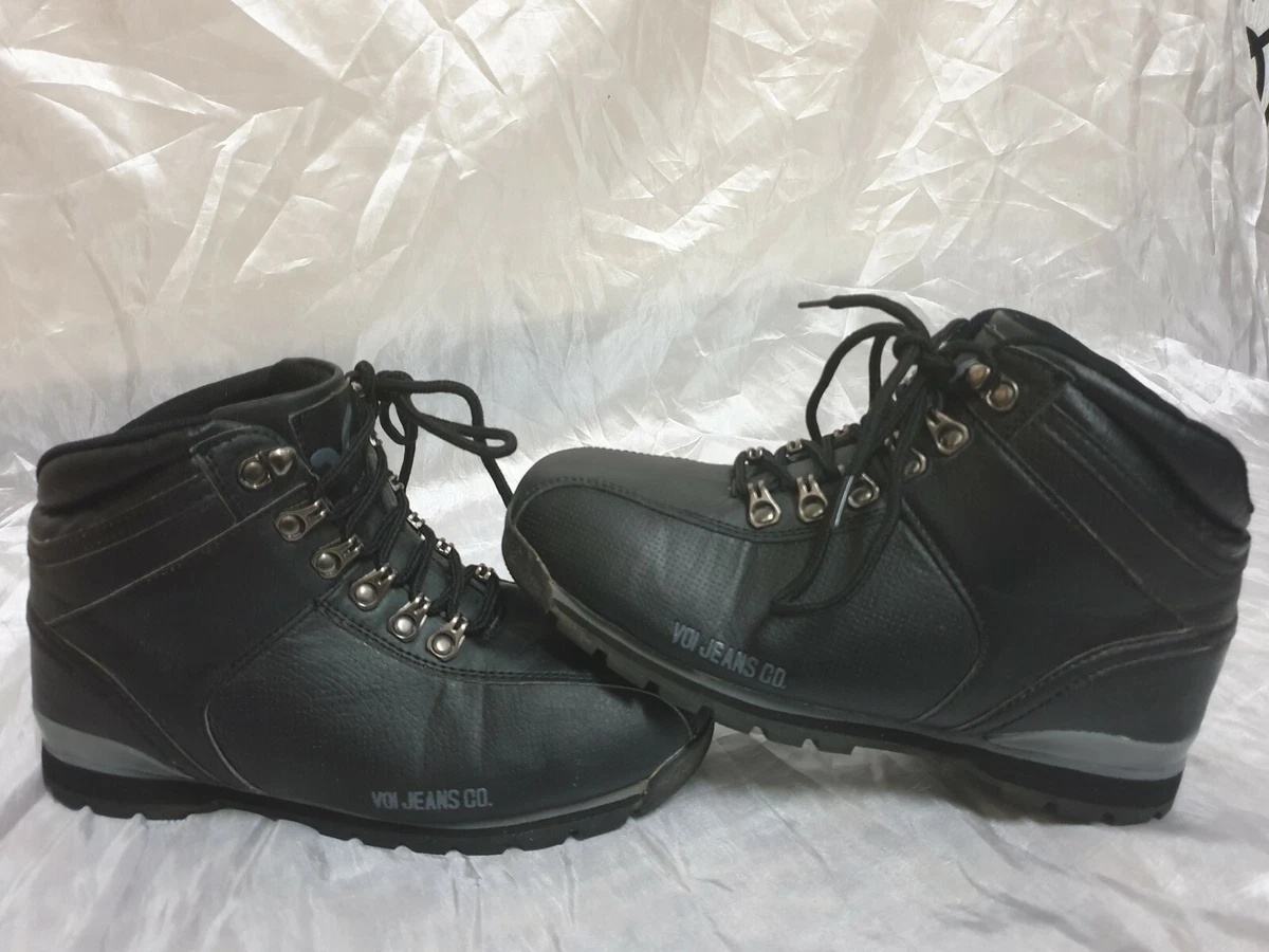 Voi jeans mens black leather boots size uk 5 eu 38 eBay
