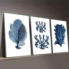 3pcs Minimalist Modern Fashion Underwater Coral Wall Art Canvas Framed 50x70cm