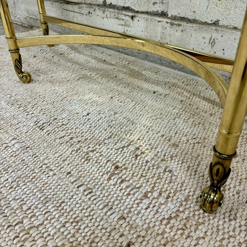 Vintage Mid Century Labarge Style Brass and Glass Demilune Console or Hall Table - Picture 12 of 17