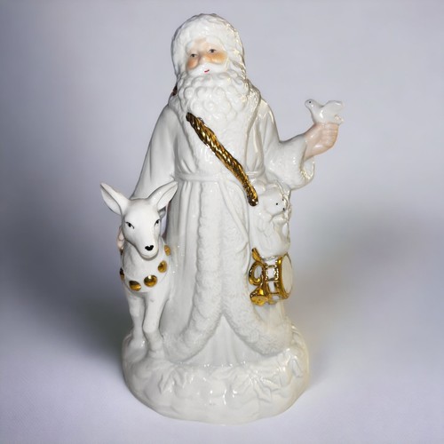 Vintage Herald Christmas Musical Magical Santa Porcelain Gold Trim - Picture 3 of 15