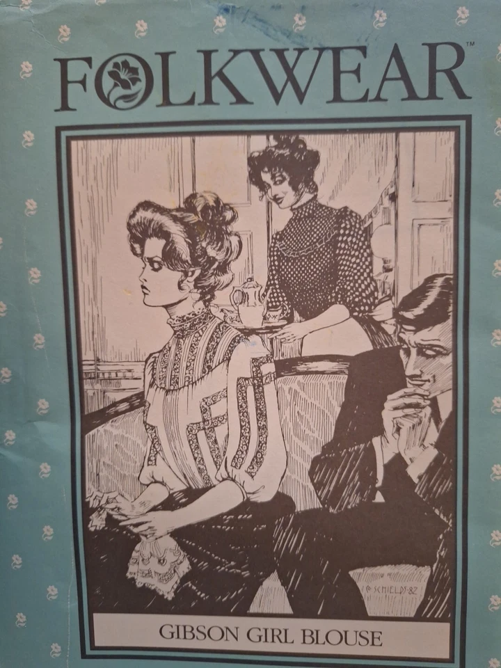 Blusa Gibson Menina Flowy Top Fantasia Folkwear 205 Padrão de Costura Antigo Gola Alta - Imagem 2 de 4