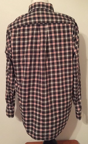 Camisa Orvis Para Hombres Manga Larga Guinga Negra Roja A Cuadros Abotonada 100% Algodón L - Imagen 5 de 5