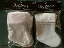 White Mini Christmas Stockings For Crafting DIY - 2 Packs, 2 Styles. Total of 10