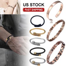 Copper/Titanium Steel Magnetic Bracelet Arthritis Therapy Relax Lymphatic Bangle