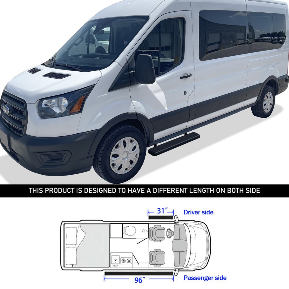 APS Running Board Side Step 6in Steel Black Fit Ford Transit Full Size ...