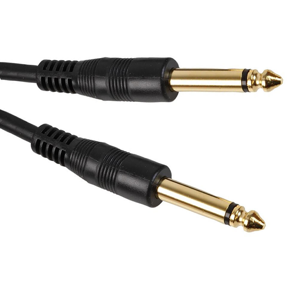 1m 6.35mm Mono 1/4"" Guitar Lead Amp Keyboard Male Jack Audio Cable Gold Plated