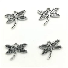 Lot 100pcs Dragonfly Antique Silver Charms Pendants DIY Jewelry Findings 14x18mm