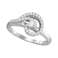 10kt White Gold Womens Round Diamond Round Wedding Engagement Ring 3/8ctw
