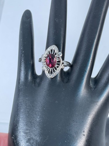 14k Pink Tourmaline & Diamonds Ring , White, Yellow, Rose Gold, Free Sizing, USA - Imagen 8 de 9