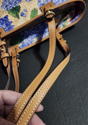 Dooney Bourke lila gelb groß Shopper Tasche Hortensien Kollektion Umhängetasche - Bild 7 von 23