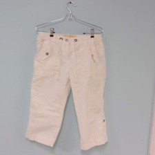 Vintage J Crew Chino Womens Capri Pants Sz 4 White Zip Button Tie Pockets Loops