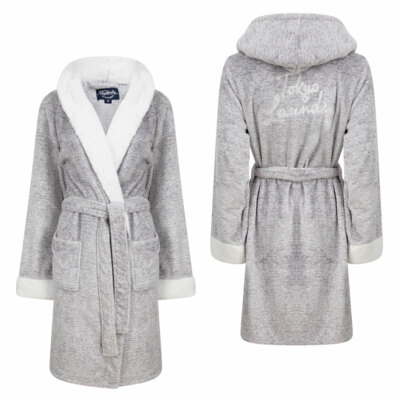 Tokyo Laundry Dressing Gown Women's Hooded Bath Robe Soft Fleece