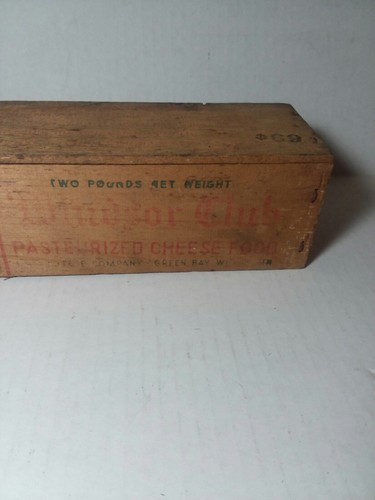 Vintage Windsor Club Wooden Two Pound Pasteurized Cheese Box Wisconsin - Picture 10 of 11