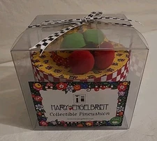 DRITZ Mary Engelbreit Collectible Pin Cushion Hat Box Cherry & Checkers Z51240