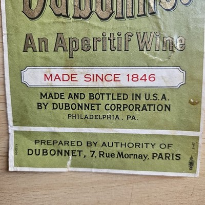 Vintage 1940s Dubonnet Corp Aperitif Wine Philadelphia Pa Cat