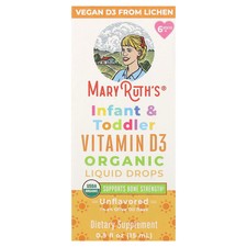 Organic Infant Toddler Vitamin D3 Liquid Drops, 6 Months , Unflavored, 0.5 fl