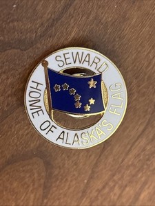 Seward Travel Souvenir Lapel Pin Home of Alaska's Flag