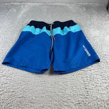 Speedo Mens Blue Colorblock Swim Trunks Mesh Lined Board Shorts Size Medium