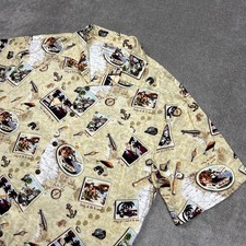 Walt Disney World Hawaiian Shirt Mens Large Camp Mickey Fishing Lures Nautical