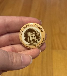 Vintage 1930's Shirley Temple Doll Pinback Button The worlds Darling Genuine