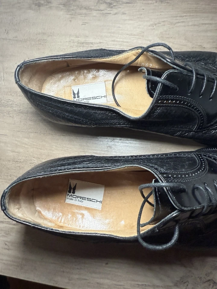 Moreschi Luxury Italian Peccary Calf Cap-Toe Oxford Brogue Shoes Exotic Sz 10.5 - Image 3 of 4