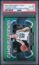 2024 PANINI PRIZM DRAFT PICKS CAMPUS LEGENDS GREEN PRIZM #5 CAITLIN CLARK PSA 6