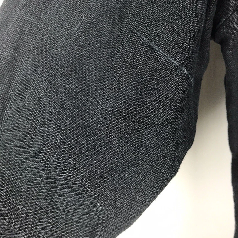 Лен Jeanne Engelhart льняной Shacket кнопка куртка черный карманы Lagenlook маленький - Изображение 4 из 4