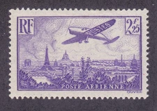 France C10 Mint OG 1936 2.25 Violet Plane over Paris Airmail Issue VF