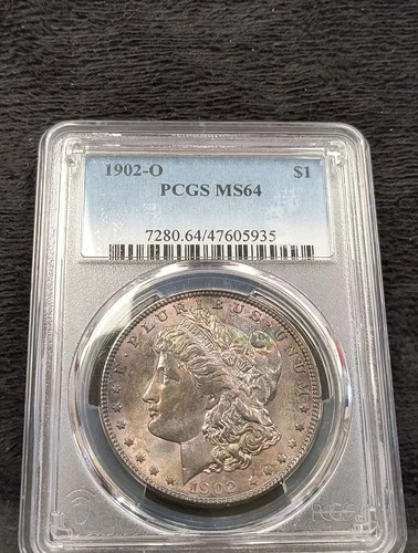 1902-O MORGAN SILVER DOLLAR PCGS MS 64 BEAUTIFULLY TONED COIN