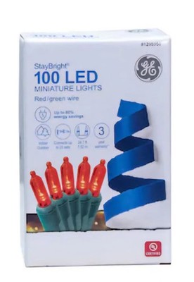 GE StayBright 100 - Count Red LED 24.7-ft  Plug-In String Lights