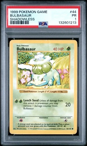 New Listing1999 POKEMON GAME SHADOWLESS #44 BULBASAUR PSA 1