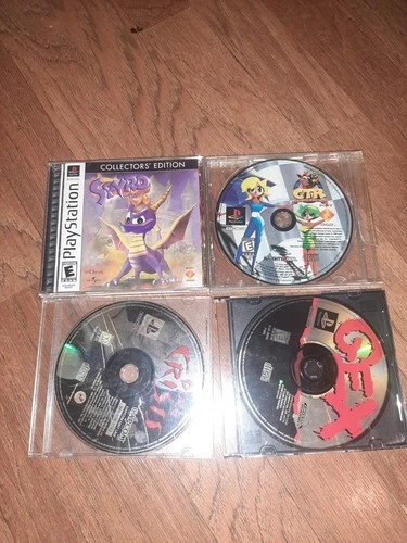 PS1 4 Game Lot. Tested! Good Condition! Dino Crisis,CTR,Spyro,Gex.