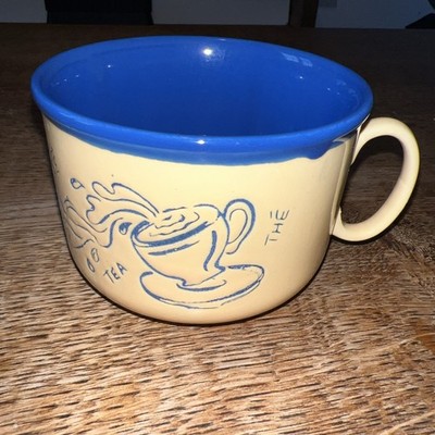 Seltene Just Tassen The Tea Time Teatime blau & gelb geprägt Kaffee Tee Tasse Becher