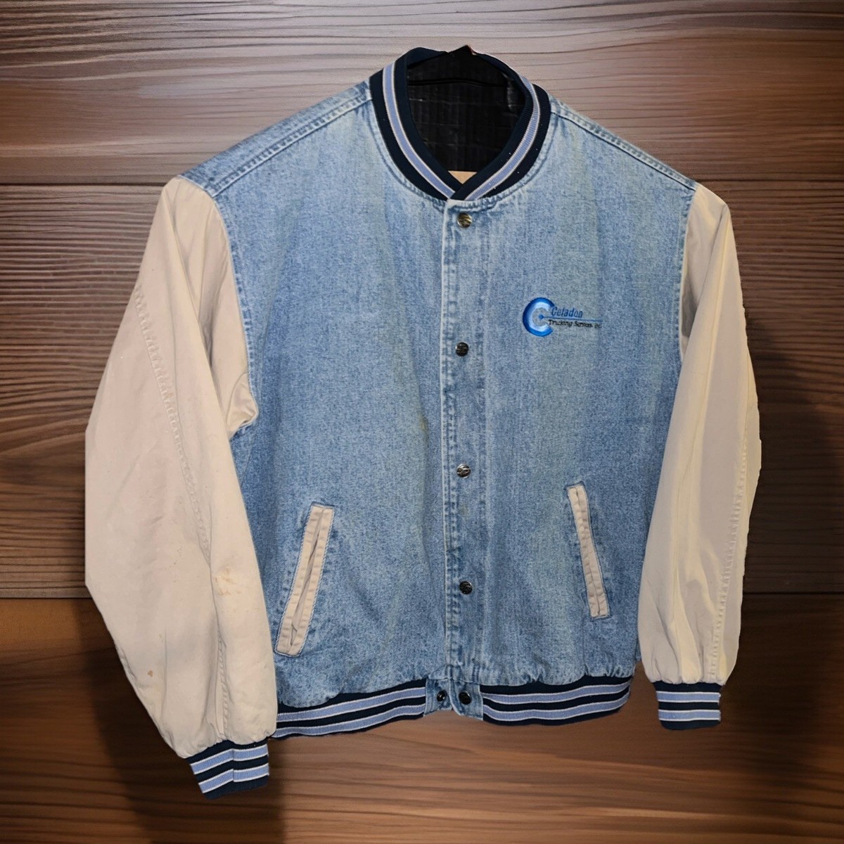 PORT AUTHORITY CASINO スタジャン 2XL VTG Port Authority men's Size 2xl Denim Varsity Bomber Snap