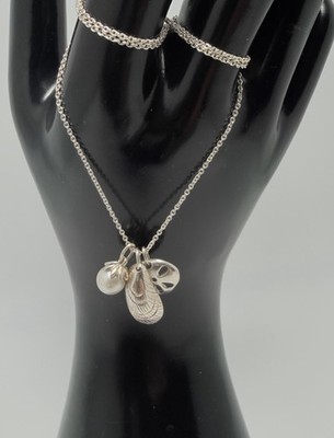 Stella & Dot Coastal Charm Halskette Sterlingsilber Perle Muschel Sand Dollar 19 Zoll