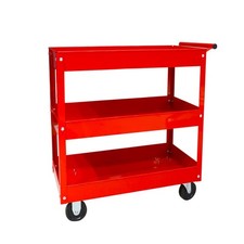 APTC302B Steel Tool Service Push Cart with 3 Shelves and 200 lb Capacity, Red