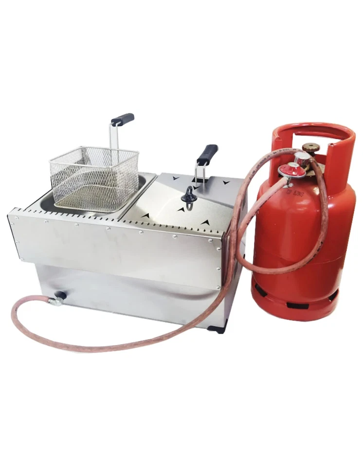 Professionelle LPG Gas‑Fritteuse Dual 8 L | Gewerbliche Edelstahl‑Fritteuse mit - Bild 2 von 4