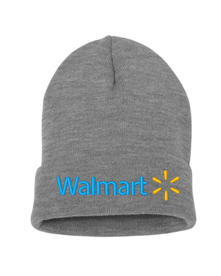 Walmart Logo Gray Heather Blue Beanie Knit Winter Headwear Hat Cap