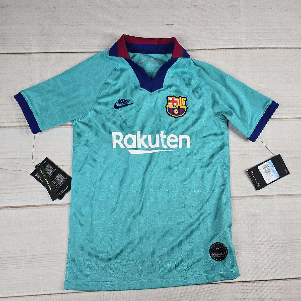 新品NIKE FC Barcelona アクアブルー シャツUSサイズXL Nike Barcelona Third Youth 19-20 Soccer Jersey Teal-Navy JERSEY