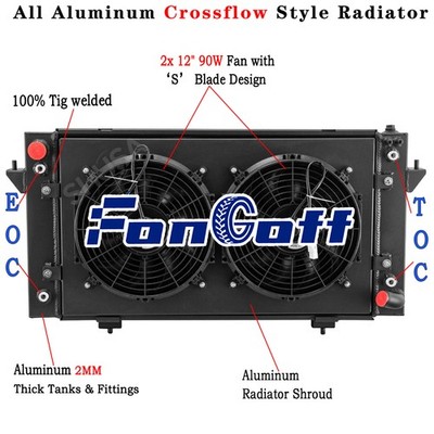 4 Row Radiator Shroud Fan For 94-98 Land Rover Discovery 1991-98 97 Range Rover